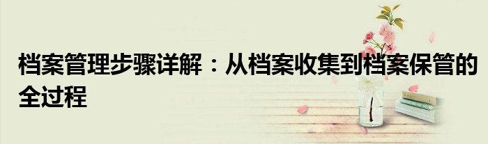 档案管理步骤详解：从档案收集到档案保管的全过程