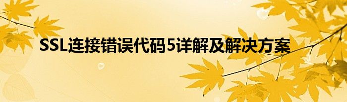 SSL连接错误代码5详解及解决方案