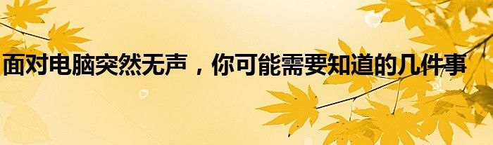 面对电脑突然无声，你可能需要知道的几件事