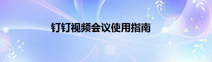 钉钉视频会议使用指南