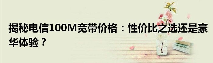 揭秘电信100M宽带价格：性价比之选还是豪华体验？