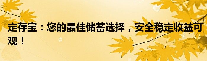 定存宝：您的最佳储蓄选择，安全稳定收益可观！