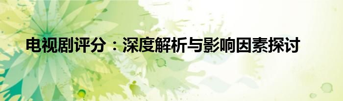 电视剧评分：深度解析与影响因素探讨