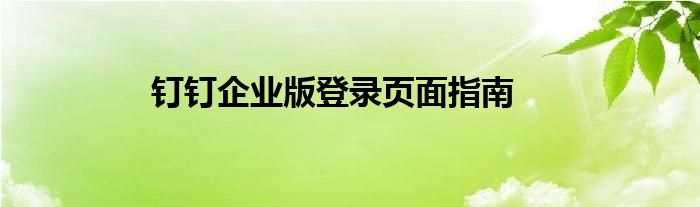 钉钉企业版登录页面指南