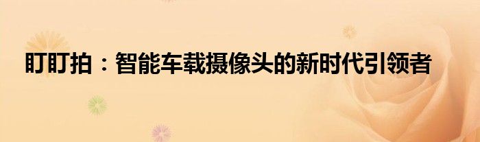 盯盯拍：智能车载摄像头的新时代引领者