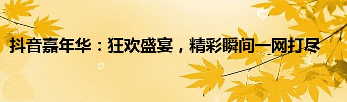 抖音嘉年华：狂欢盛宴，精彩瞬间一网打尽