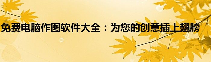 免费电脑作图软件大全：为您的创意插上翅膀