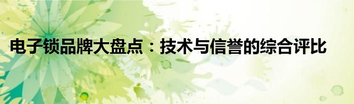 电子锁品牌大盘点：技术与信誉的综合评比