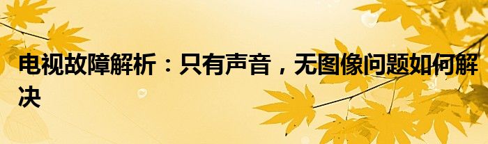 电视故障解析：只有声音，无图像问题如何解决