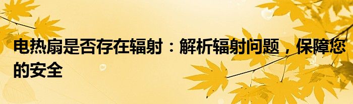 电热扇是否存在辐射：解析辐射问题，保障您的安全