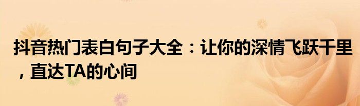 抖音热门表白句子大全：让你的深情飞跃千里，直达TA的心间