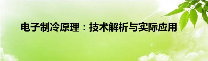 电子制冷原理：技术解析与实际应用