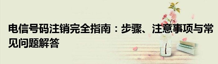 电信号码注销完全指南：步骤、注意事项与常见问题解答