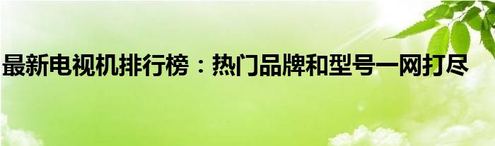 最新电视机排行榜：热门品牌和型号一网打尽