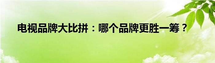 电视品牌大比拼：哪个品牌更胜一筹？