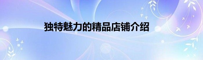 独特魅力的精品店铺介绍
