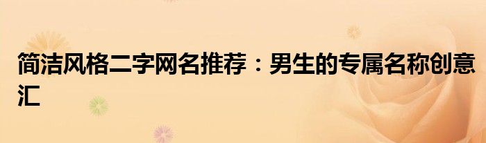 简洁风格二字网名推荐：男生的专属名称创意汇