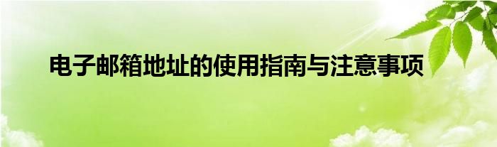 电子邮箱地址的使用指南与注意事项