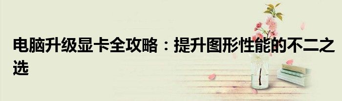 电脑升级显卡全攻略：提升图形性能的不二之选