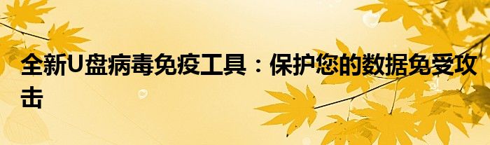 全新U盘病毒免疫工具：保护您的数据免受攻击