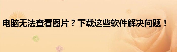电脑无法查看图片？下载这些软件解决问题！