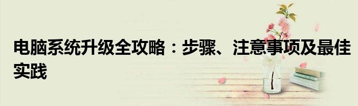 电脑系统升级全攻略：步骤、注意事项及最佳实践