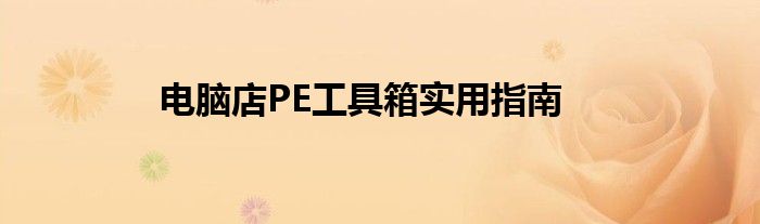 电脑店PE工具箱实用指南