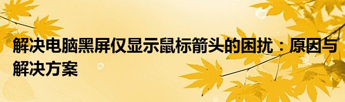 解决电脑黑屏仅显示鼠标箭头的困扰：原因与解决方案