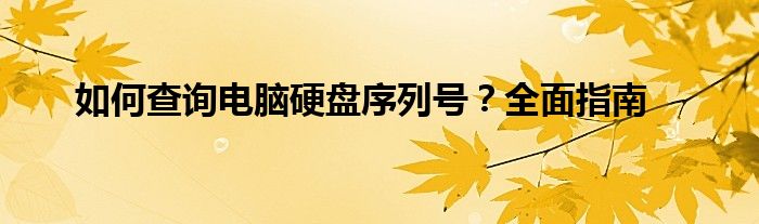 如何查询电脑硬盘序列号？全面指南