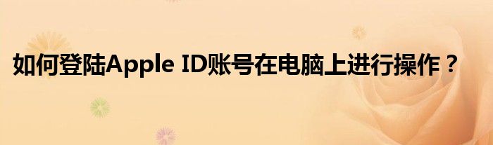 如何登陆Apple ID账号在电脑上进行操作？