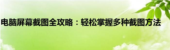 电脑屏幕截图全攻略：轻松掌握多种截图方法