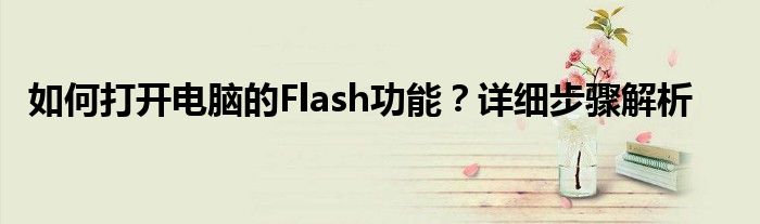 如何打开电脑的Flash功能？详细步骤解析