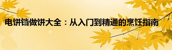 电饼铛做饼大全：从入门到精通的烹饪指南