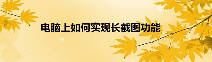 电脑上如何实现长截图功能