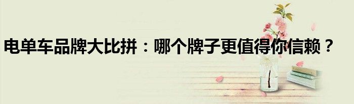 电单车品牌大比拼：哪个牌子更值得你信赖？