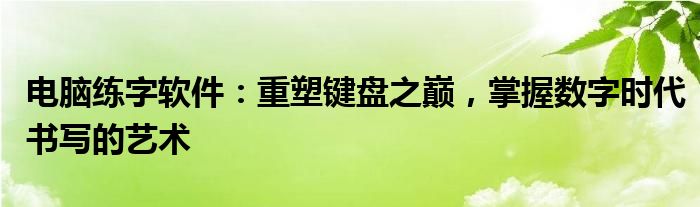 电脑练字软件：重塑键盘之巅，掌握数字时代书写的艺术