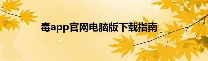 毒app官网电脑版下载指南