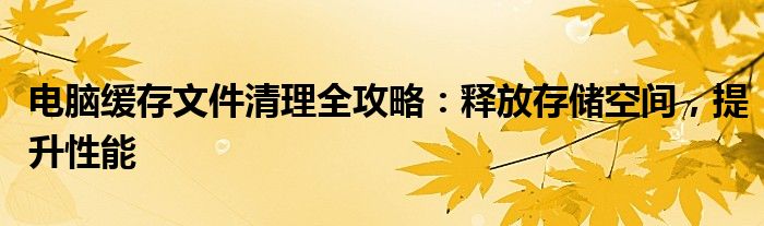 电脑缓存文件清理全攻略：释放存储空间，提升性能