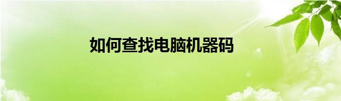 如何查找电脑机器码