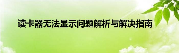 读卡器无法显示问题解析与解决指南