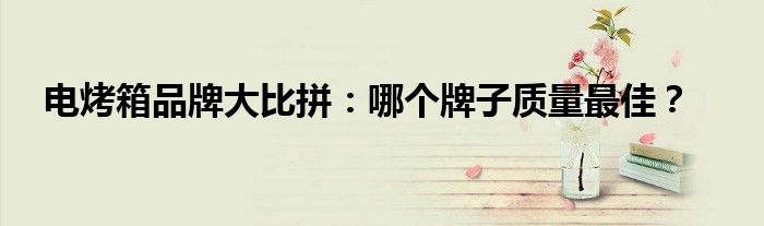 电烤箱品牌大比拼：哪个牌子质量最佳？