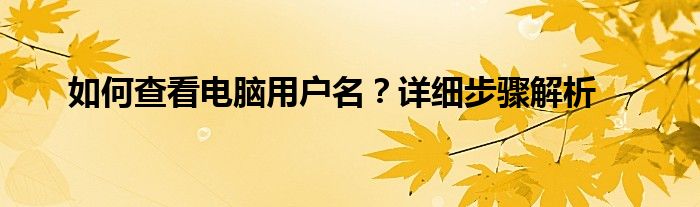 如何查看电脑用户名？详细步骤解析