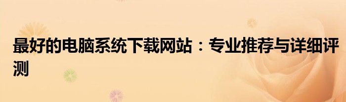 最好的电脑系统下载网站：专业推荐与详细评测