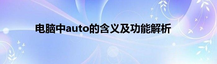 电脑中auto的含义及功能解析