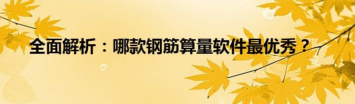 全面解析：哪款钢筋算量软件最优秀？