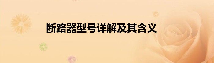 断路器型号详解及其含义