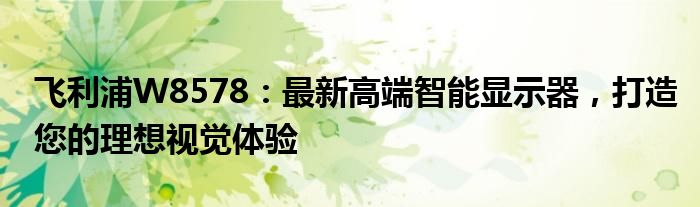 飞利浦W8578：最新高端智能显示器，打造您的理想视觉体验