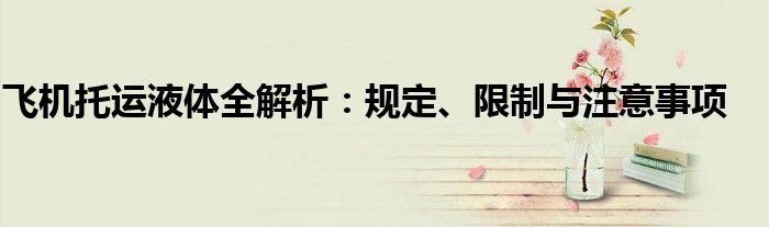 飞机托运液体全解析：规定、限制与注意事项
