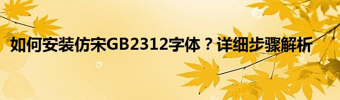 如何安装仿宋GB2312字体？详细步骤解析