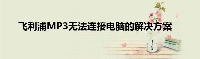 飞利浦MP3无法连接电脑的解决方案